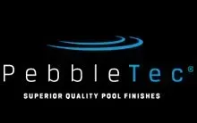 The pebbletec logo is on a black background.