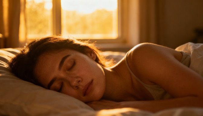 A peaceful woman sleeping in soft morning light with calm expression in Chesapeake VA