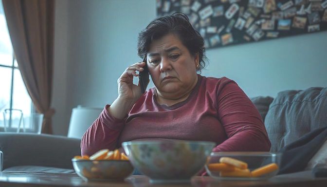 photo of a woman calling a friend to get help supporting her in her weight loss journey