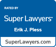 the logo for super lawyers erik j. pless is blue and white .  | Green Bay, WI | One Law Group S.C.