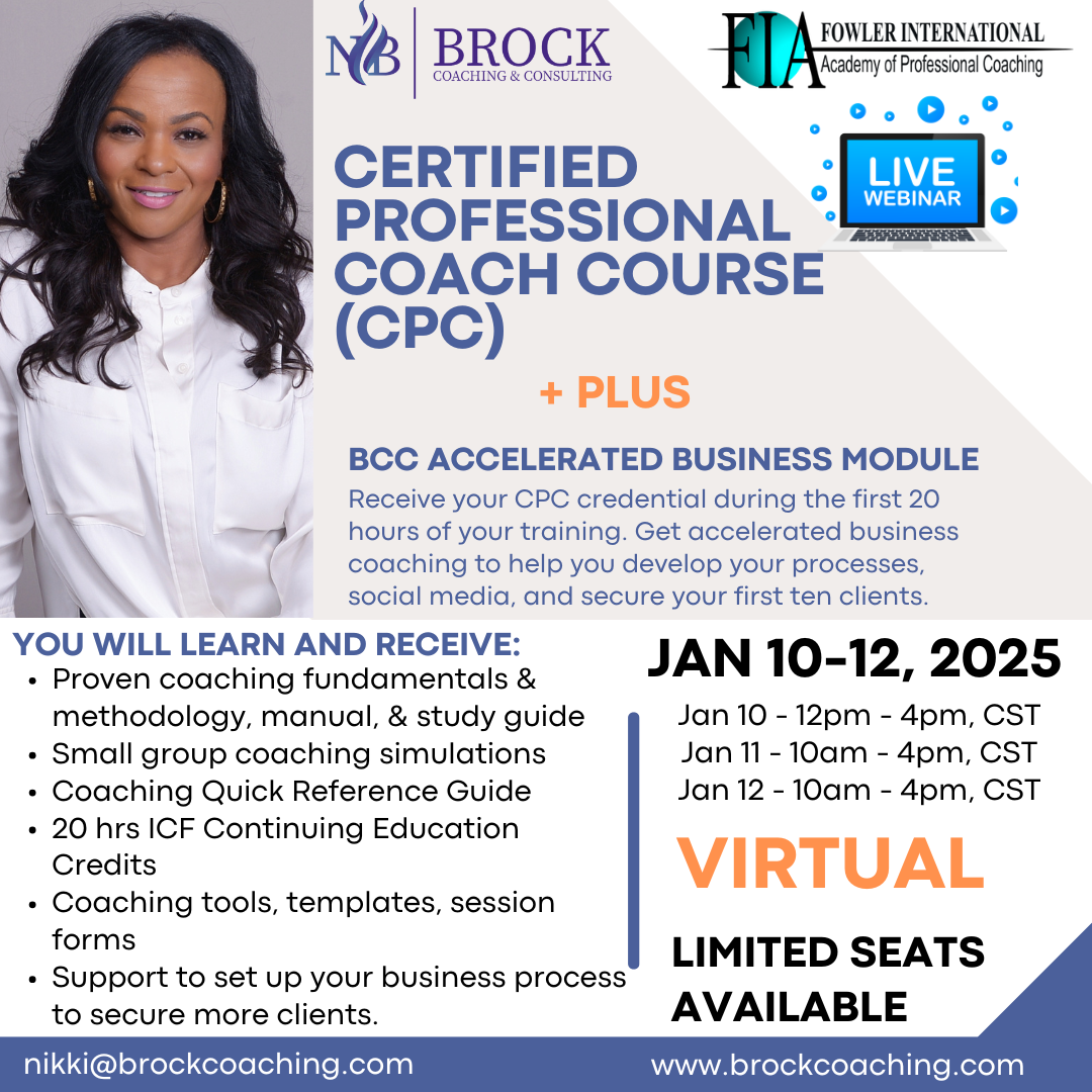 An advertisement for a certified professional coach course