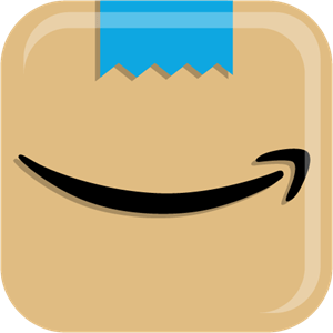 An amazon icon with a smiling face and an arrow