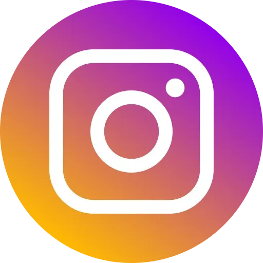The instagram logo is in a purple and orange circle.