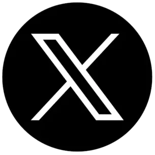 The letter x is in a black circle on a white background.