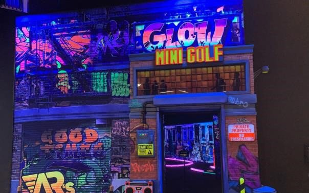 Custom themed entrance facades and signage built by art attac