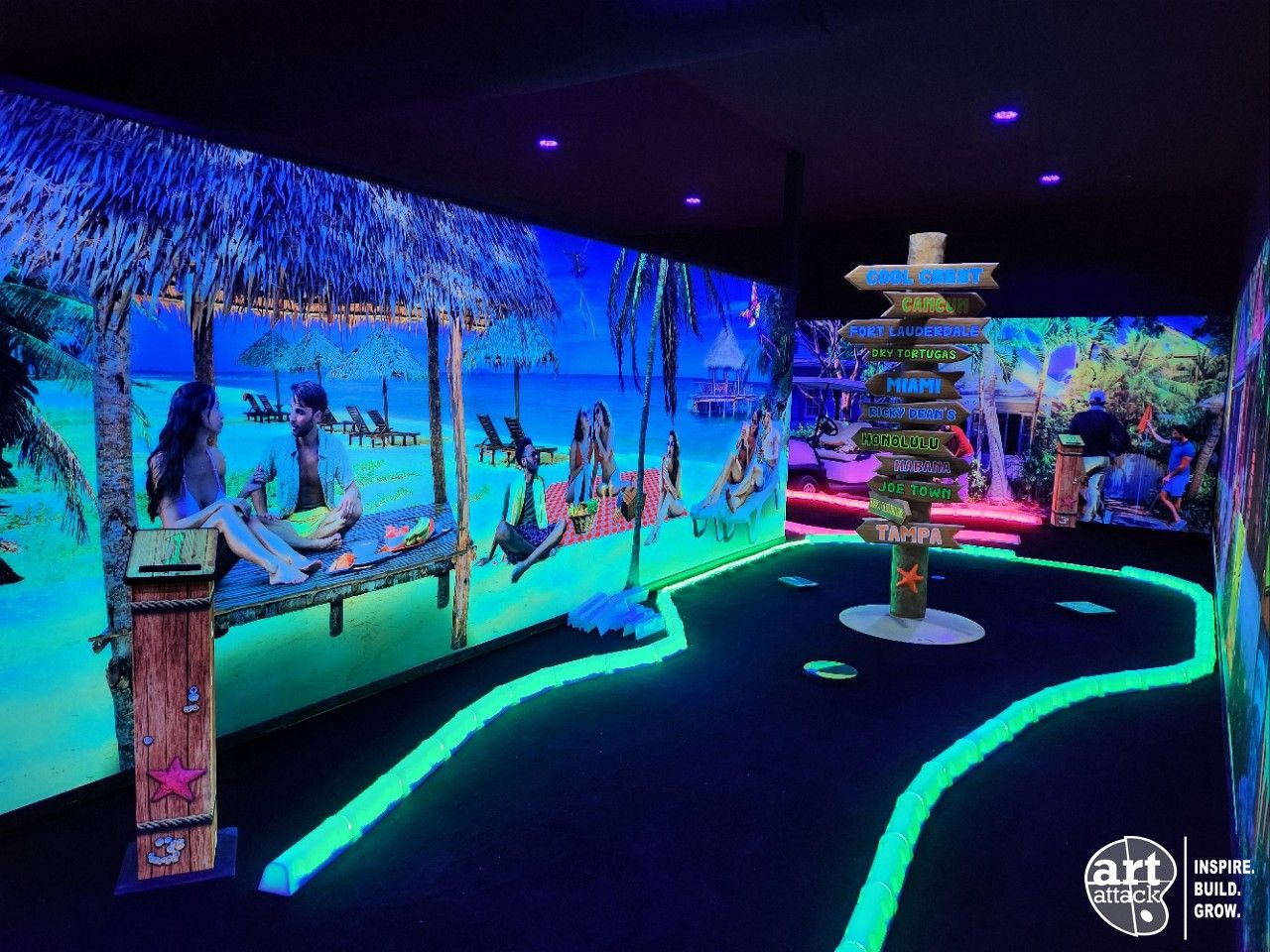 Art Attack Black Light Mini Golf Course Karting Orford Quebec Canada