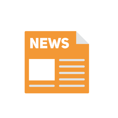 Orange newspaper icon with the word