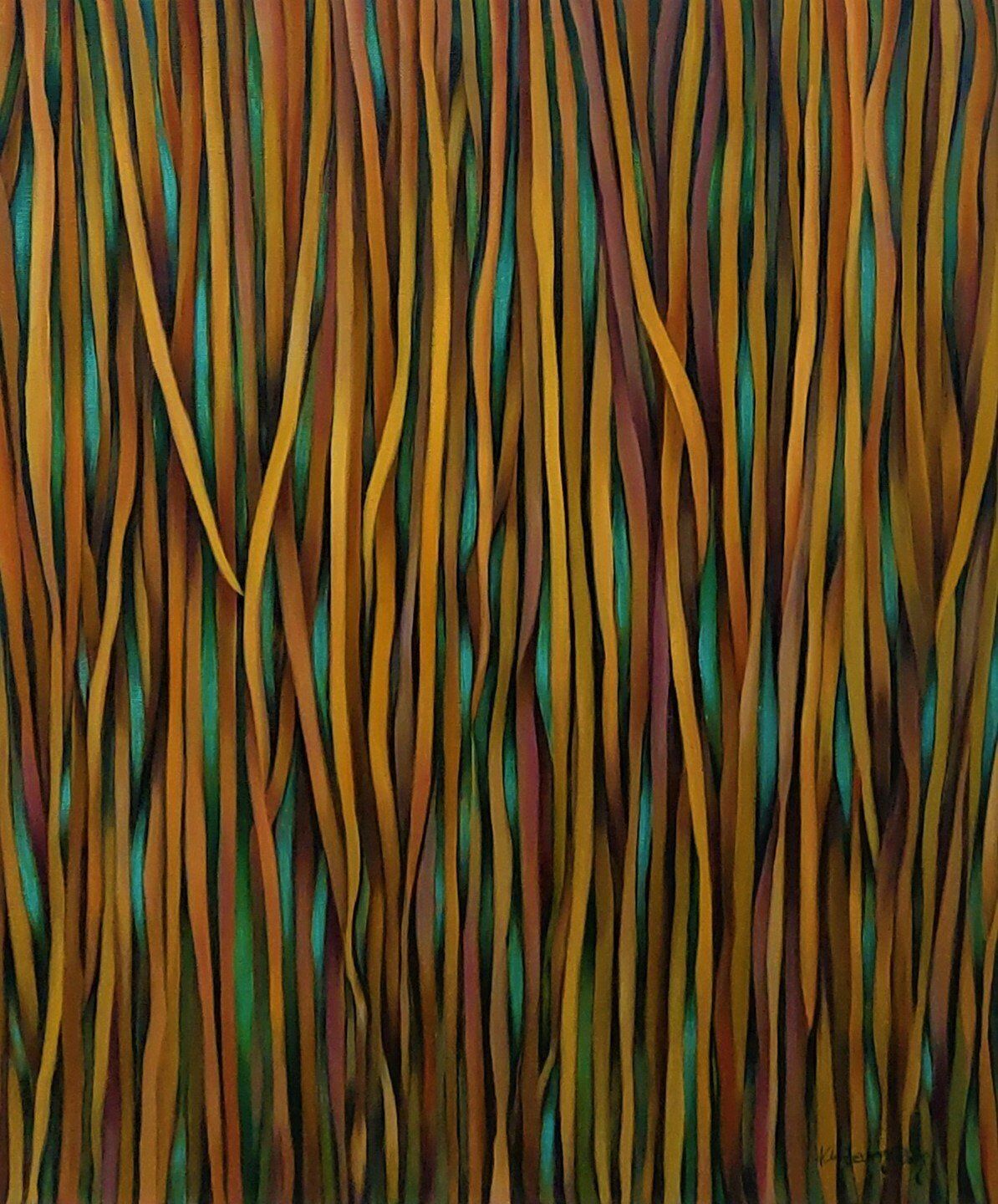 A close up of a painting of a zebra print.