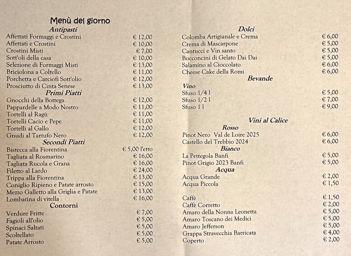 Il nostro Menù
