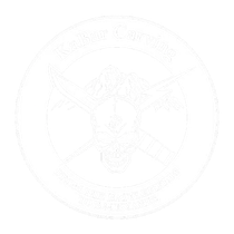 Emblem with text and crossed objects, possibly a symbol for an organization.