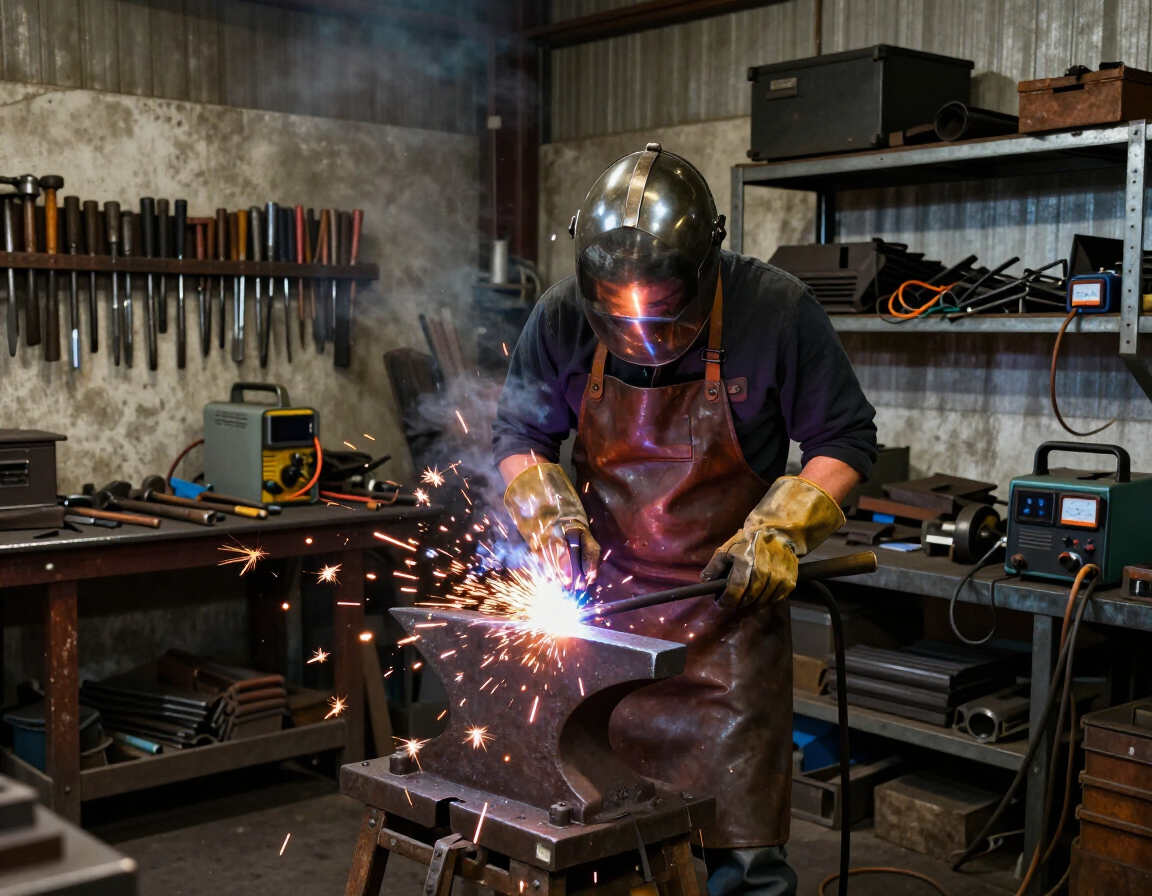 Officina di Simone Sevieri per lavorazioni in ferro a Perugia