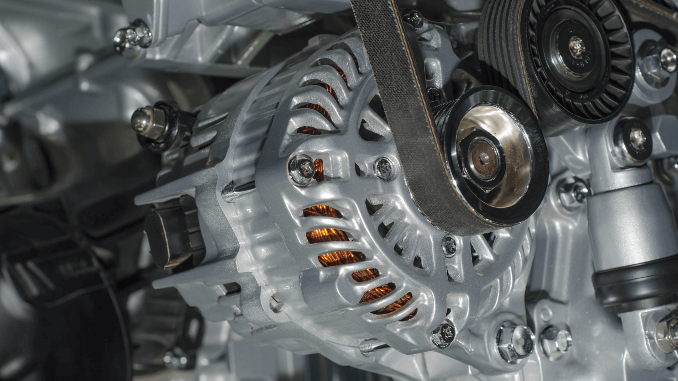 a picture of an alternator in a car