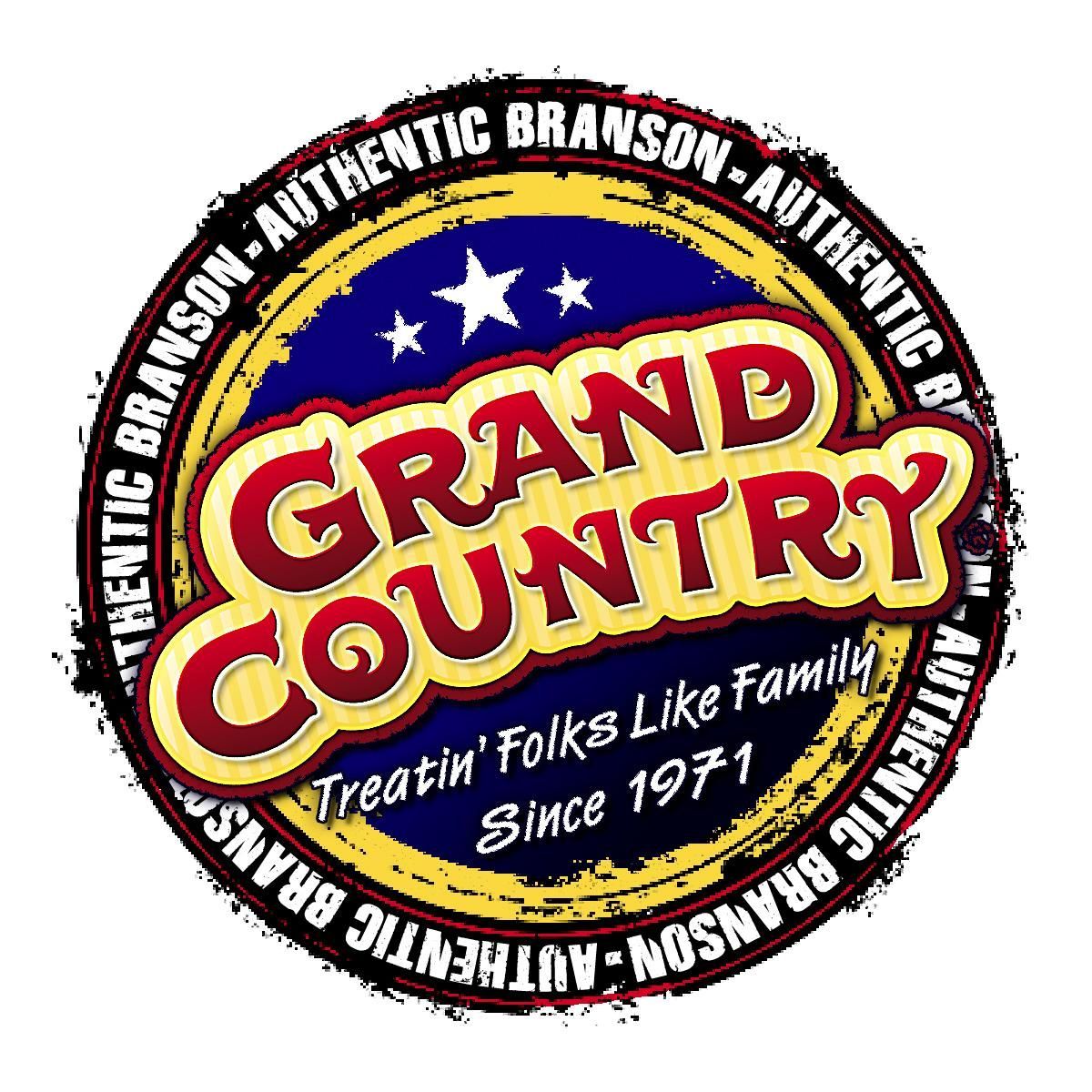 The logo for grand country treatin ' folks like family since 1971