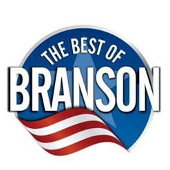 The best of branson logo with an american flag