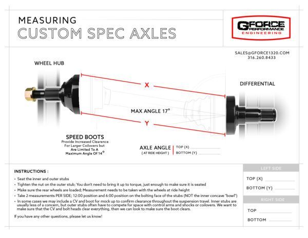Measuring Custom Spec Axles