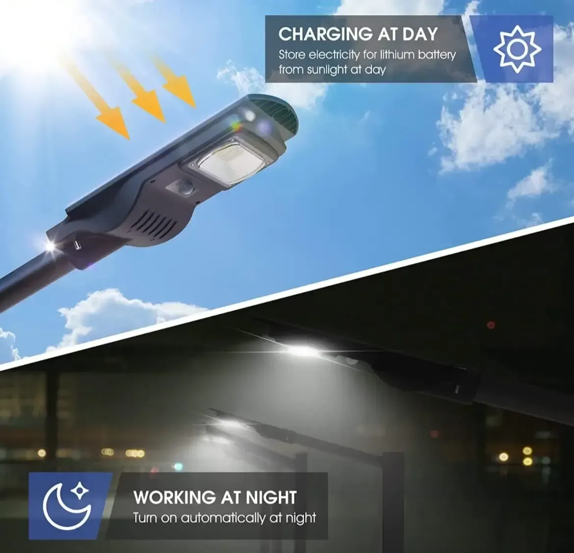 Luminaria Solar tipo Calle 30w- Entradas Garages Luz de Emergencia.