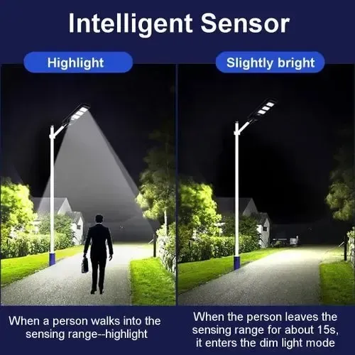 Luminaria Solar Sensor Movimiento tipo Calle 60w Doble Sensor