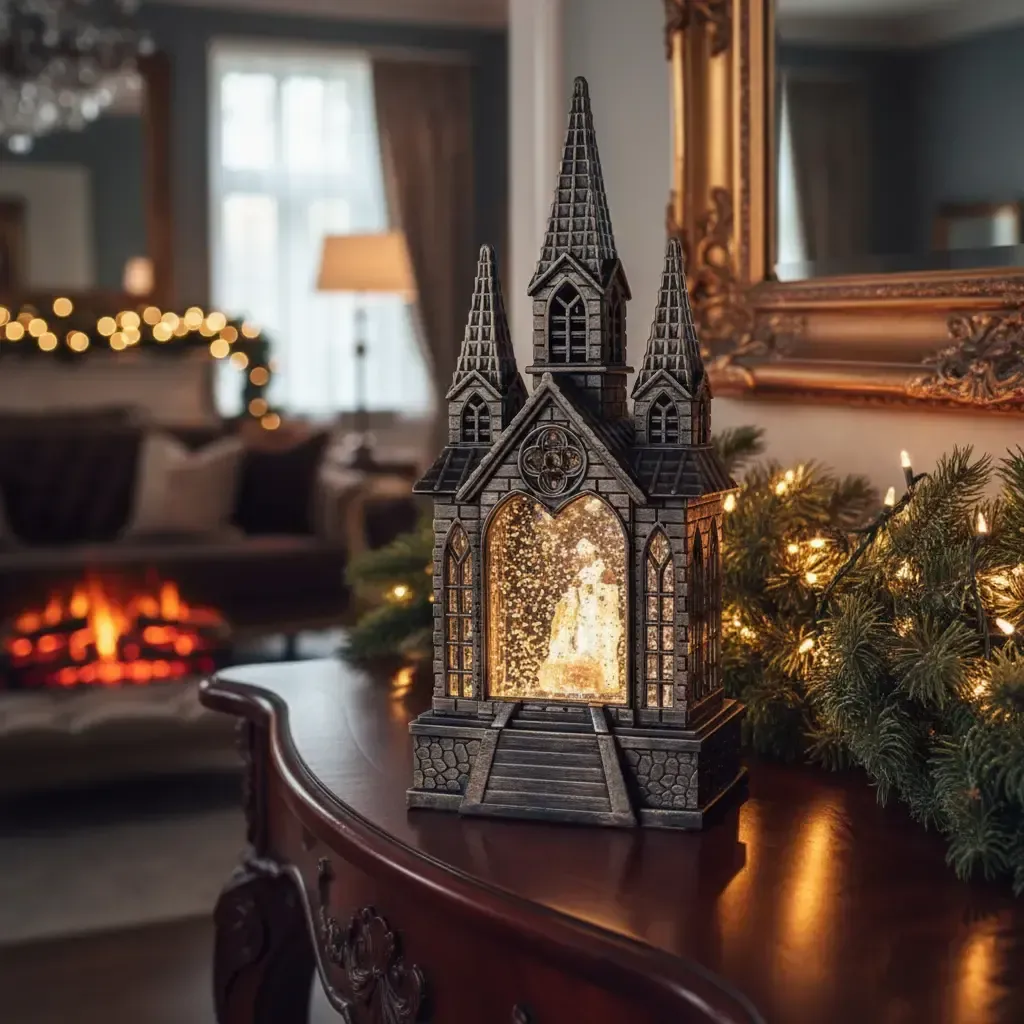 Adorno con Luz Caja Musical Navidad Decoración Carga Usb o Pilas