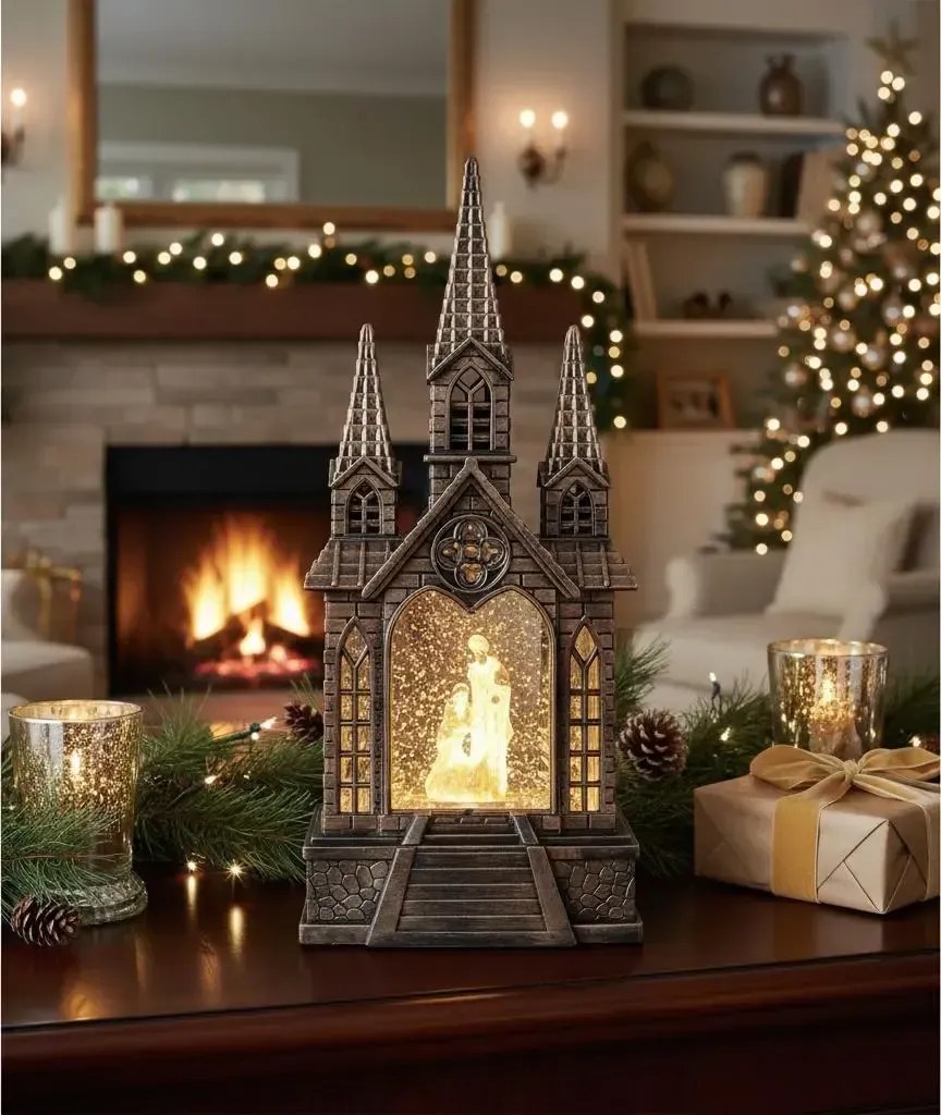 Adorno con Luz Caja Musical Navidad Decoración Carga Usb o Pilas