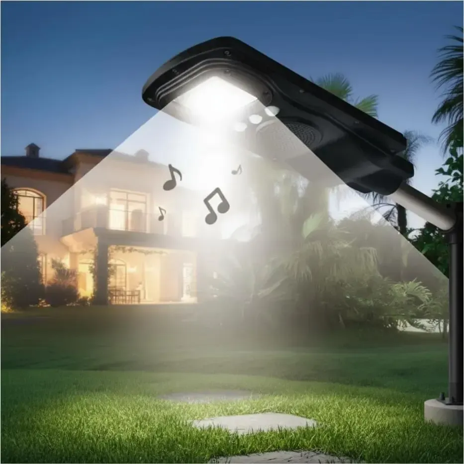 Luminaria Led Solar y Musical  60w Bluetooth Control Soporte Sensa Movimiento
