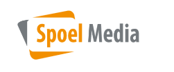 Spoel Media logo. Orange and gray geometric shapes with orange text, "Spoel" and gray text "Media."