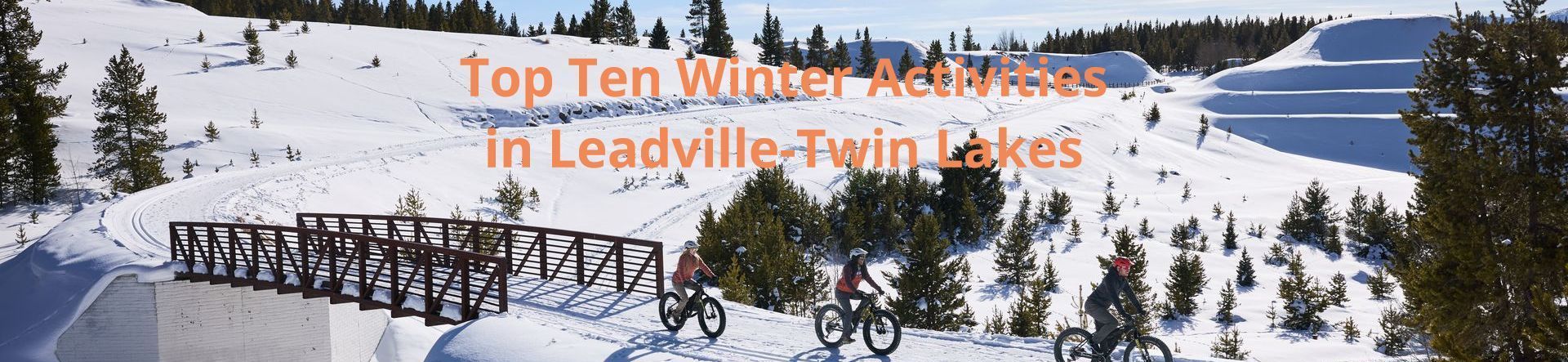 group of three winter fat biking on the mineral belt trail Leadville, Colorado