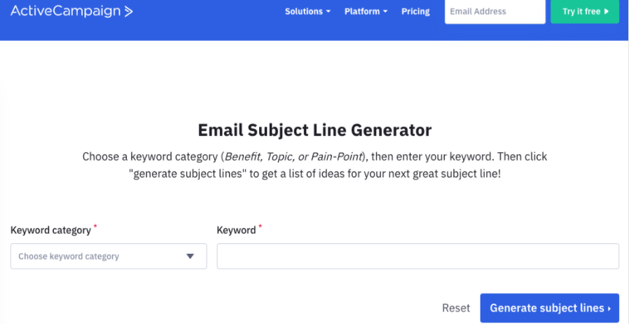 Active campaign email subject line generator