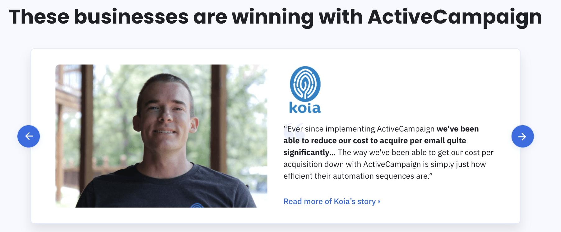 ActiveCampaign testimonial story of Koia