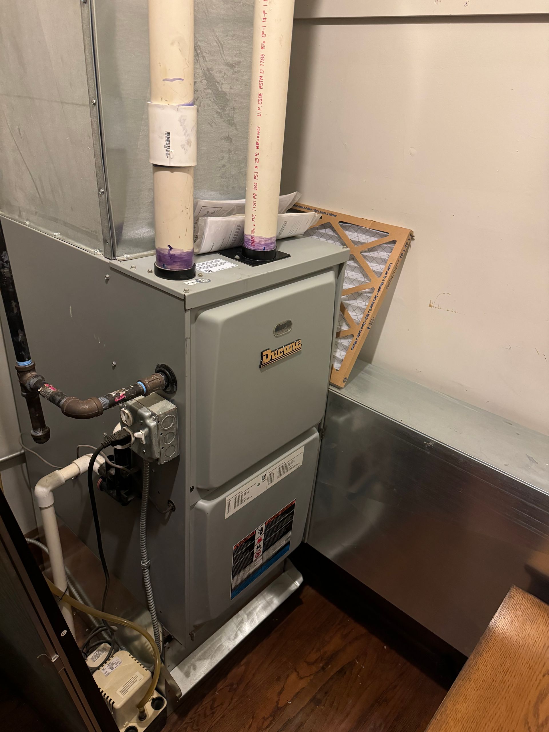 Indoor furnace and ventilation system setup for residential heating repair