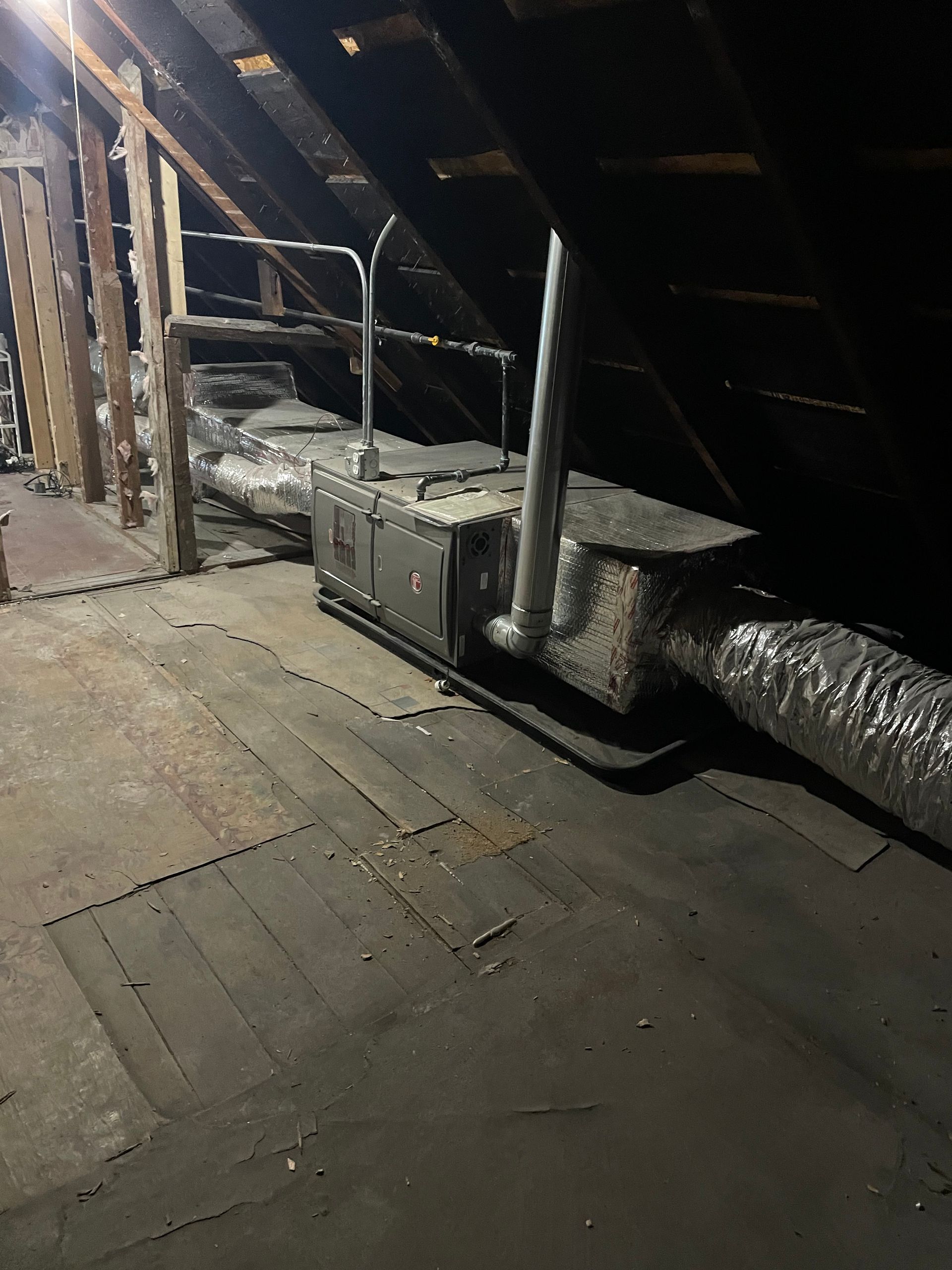 Furnace and air duct system installed in attic for whole-home HVAC solution