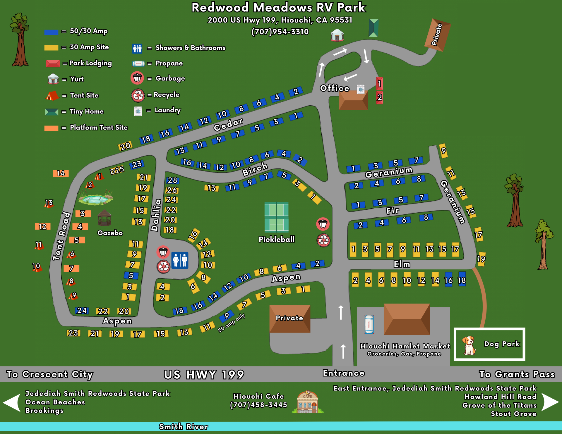 A map of a park called riverside meadows