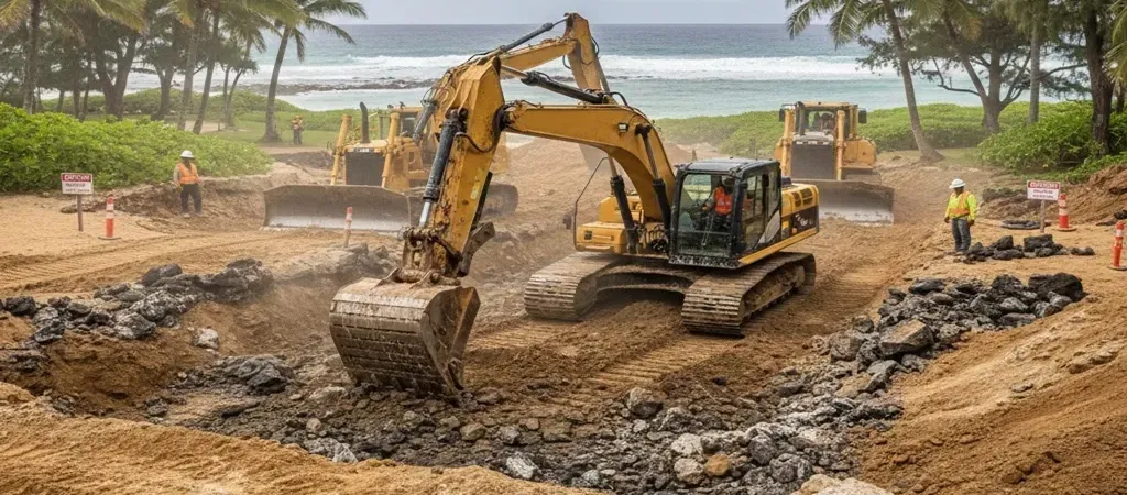 Coastal excavation challenges Oahu salt environment