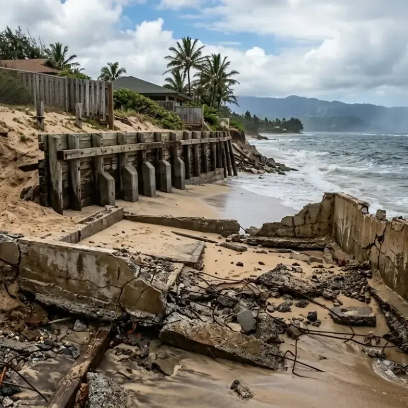 Concrete footing excavation on Oahu shoreline considering coastal erosion