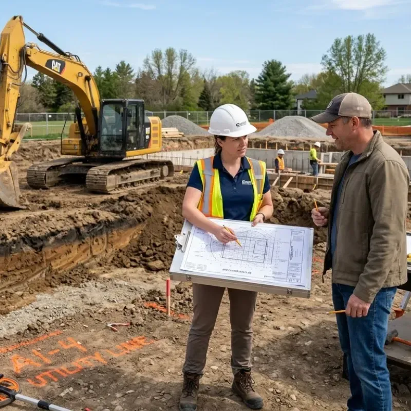 Excavation planning and transparent cost breakdown for residential construction in [City/Region], including site evaluation, soil assessment, and project budgeting