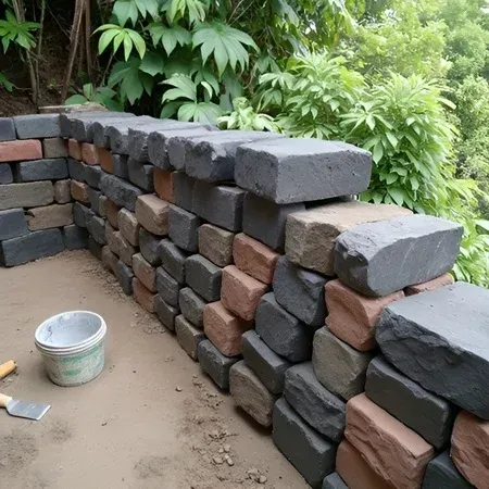 Hawaii contractors building sturdy lava rock wall