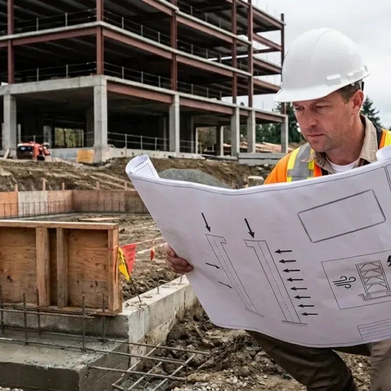 Oʻahu civil engineer reviewing stamped structural design for foundation load calculations, considering wind, seismic activity, and soil interaction to prevent foundation issues
