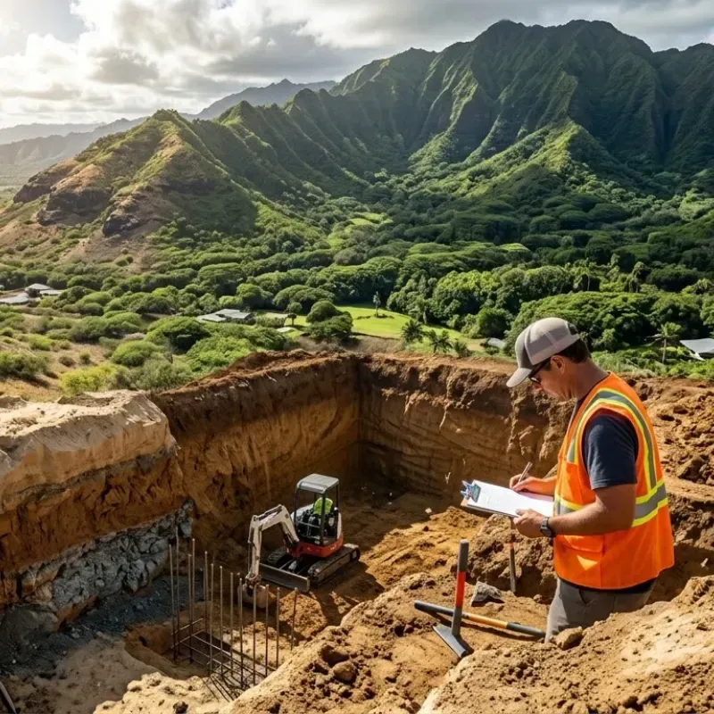 Oʻahu property soil types showing coastal sand, inland clay, and volcanic terrain with variable rainfall patterns – professional excavation services in Hawaiʻi recommend site-specific earthwork.