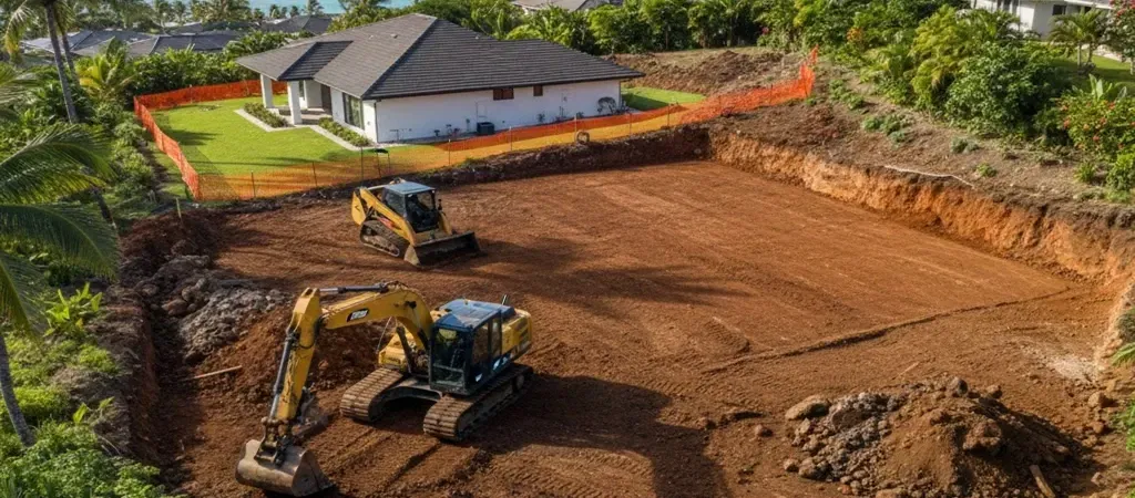Oahu property grading leveling excavation services

