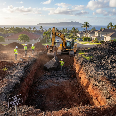 Oahu volcanic soil residential excavation site