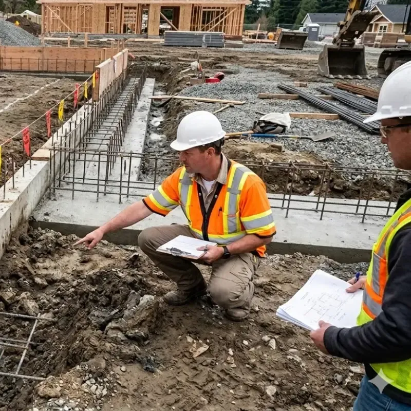 Oahu's homeowner inspecting foundation issues caused by improper footing placement and soil support