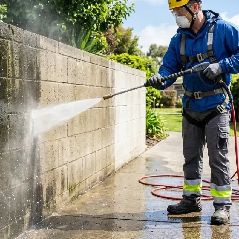 Power washing concrete surfaces in oahu to remove algae, mildew, and dirt, reducing moisture retention and preventing damage