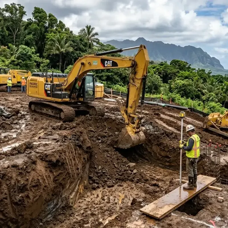 Structural excavation in Oahu for residential foundations and footings