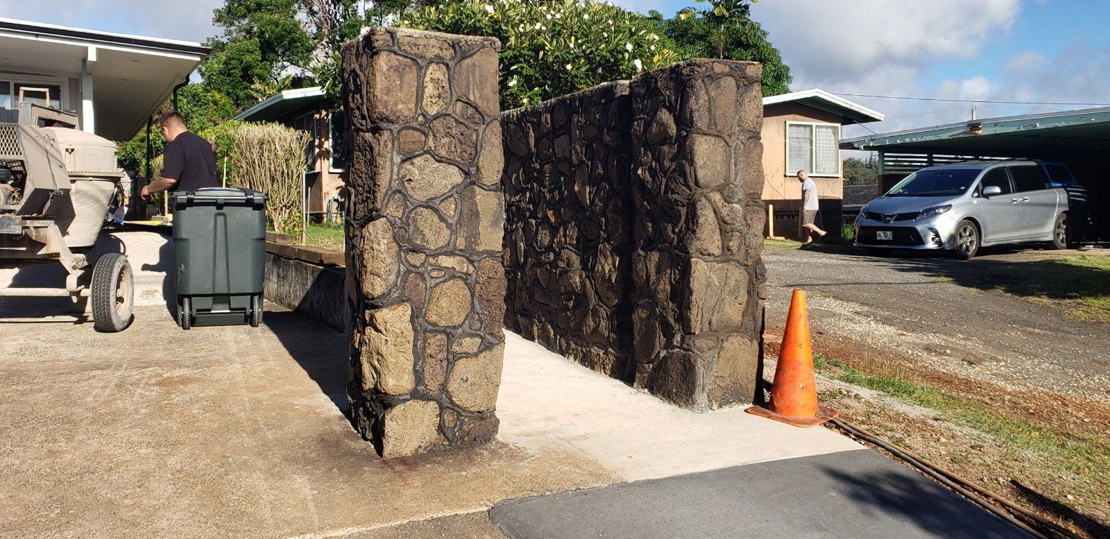lava rock wall fence built in Pearl City