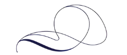 Dark blue flowing lines forming a decorative flourish.