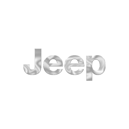 Um logotipo de jipe ​​prateado em um fundo branco