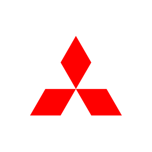 Um logotipo mitsubishi vermelho sobre um fundo branco