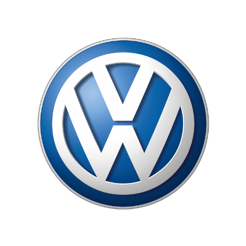 Um logotipo volkswagen azul e branco sobre um fundo branco