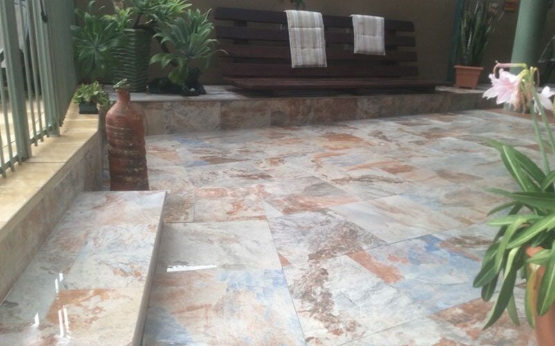 Paved Floor Outside The House with Few Plants for Decoration — Paving in Darwin River, NT