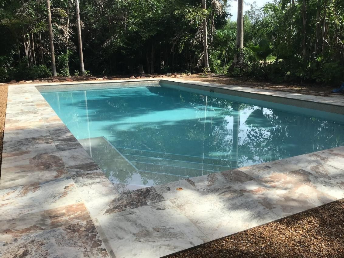 Marble Tiles Around The Swimming Pool — Paving in Darwin River, NT