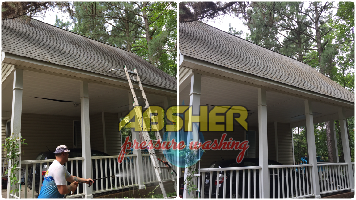 Absher Roof Being Pressure Washed